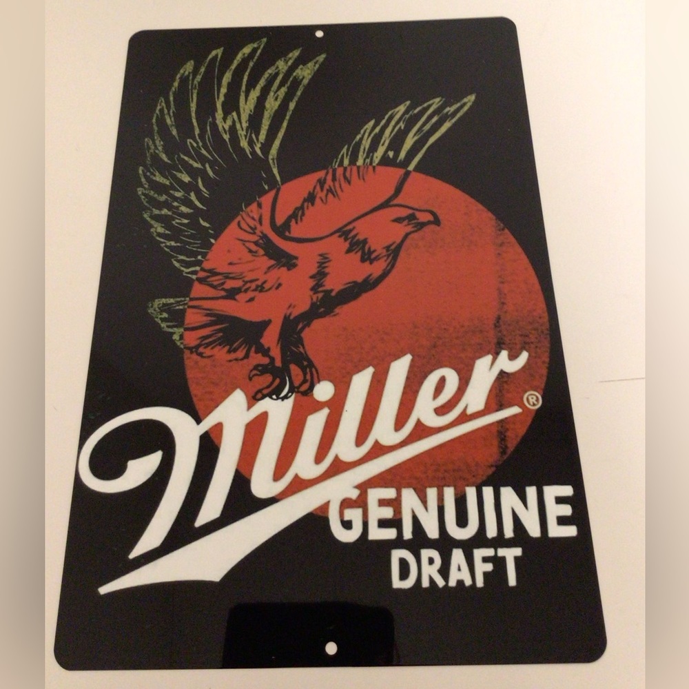 Miller Genuine Draft beer metal tin sign eagle logo display sign